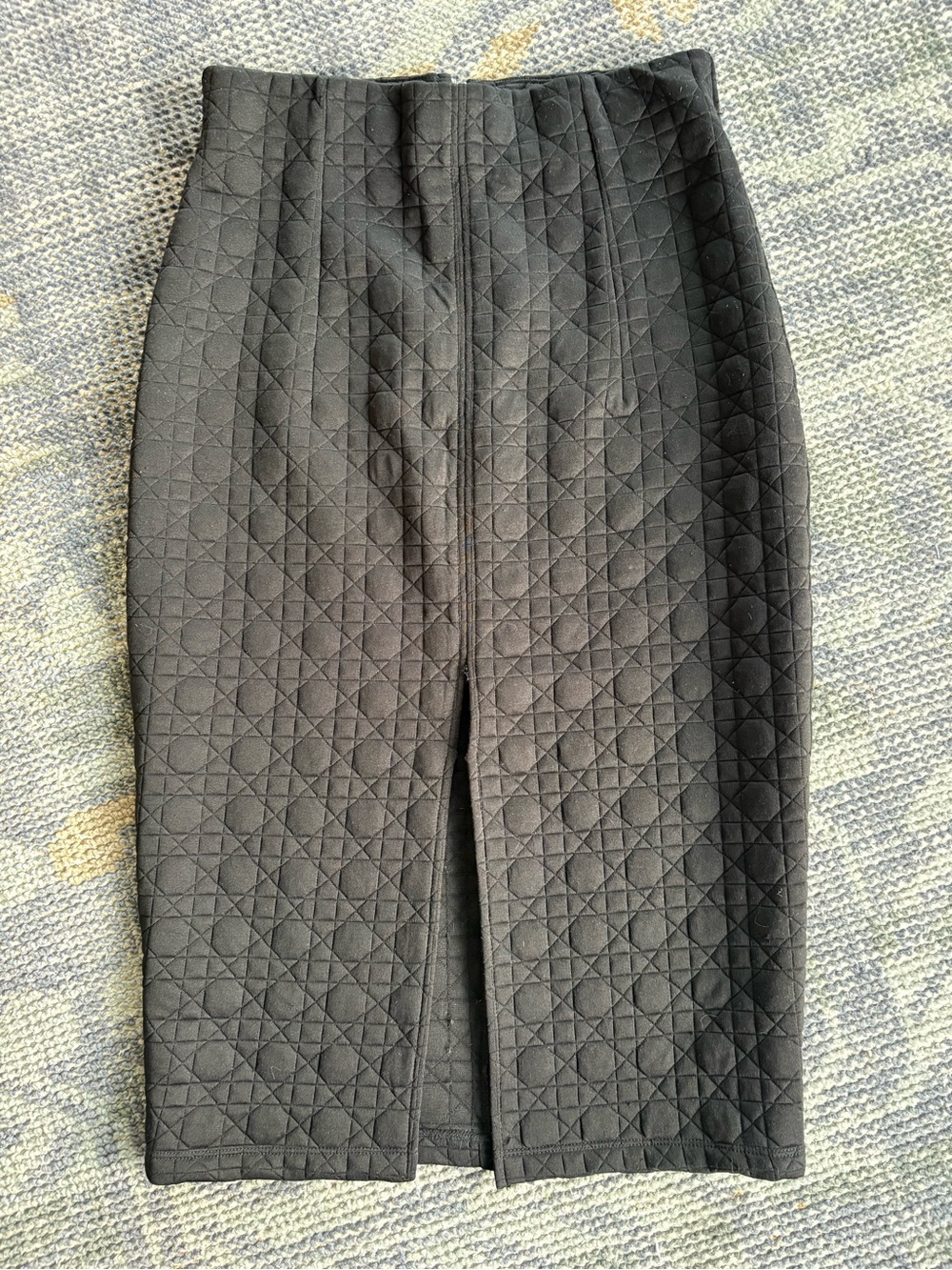 Black Quilted Pencil Skirt - Unbranded